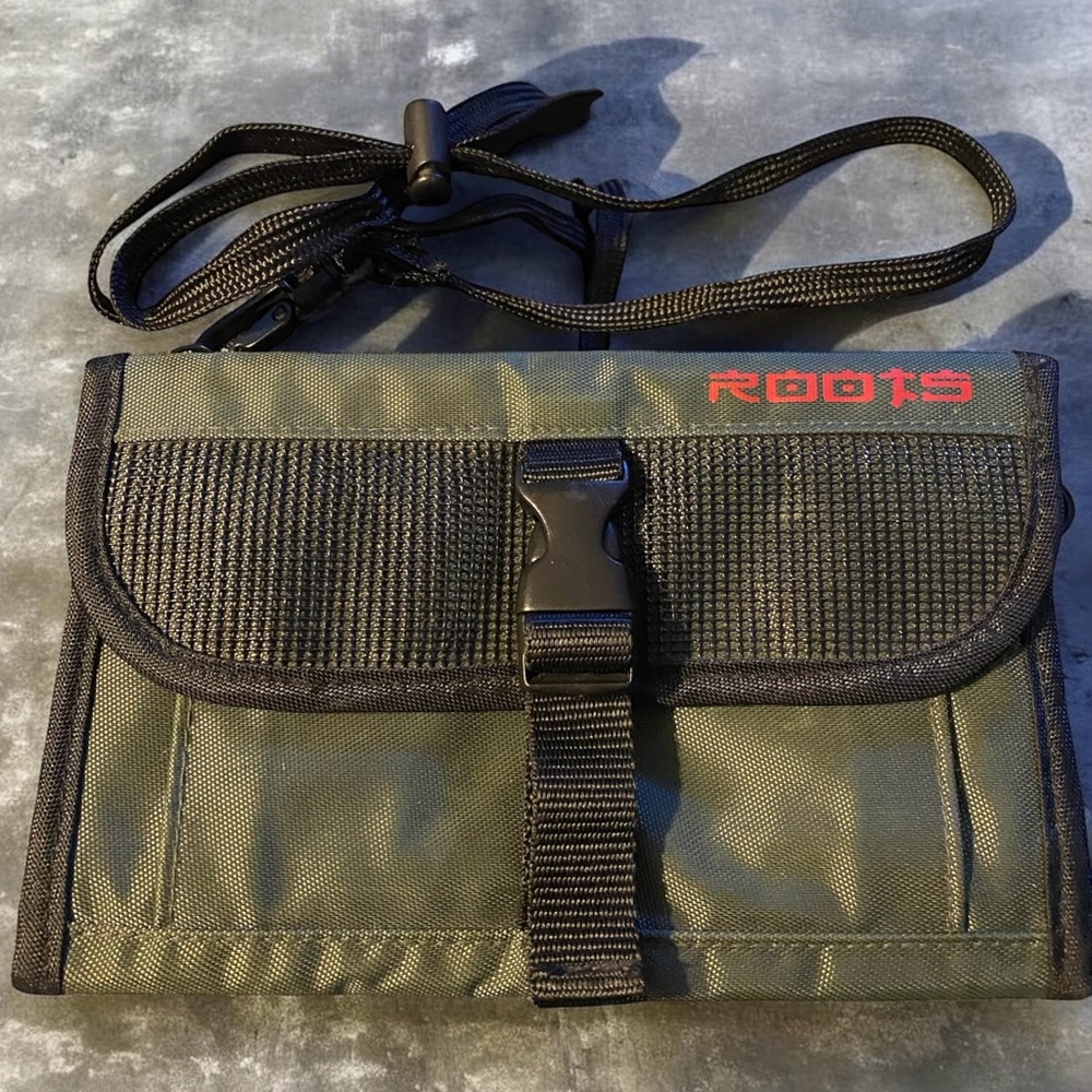 Roots Olive and Black Wallet Bag.